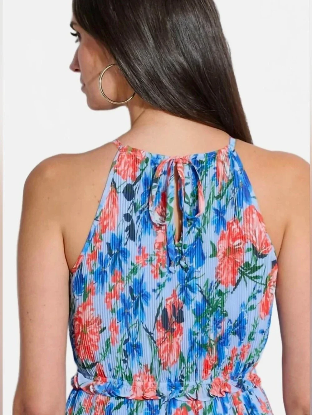 NWT Elie Tahari The Morgan Midi Dress Floral Pleated Halter in size Small - Picture 5 of 17